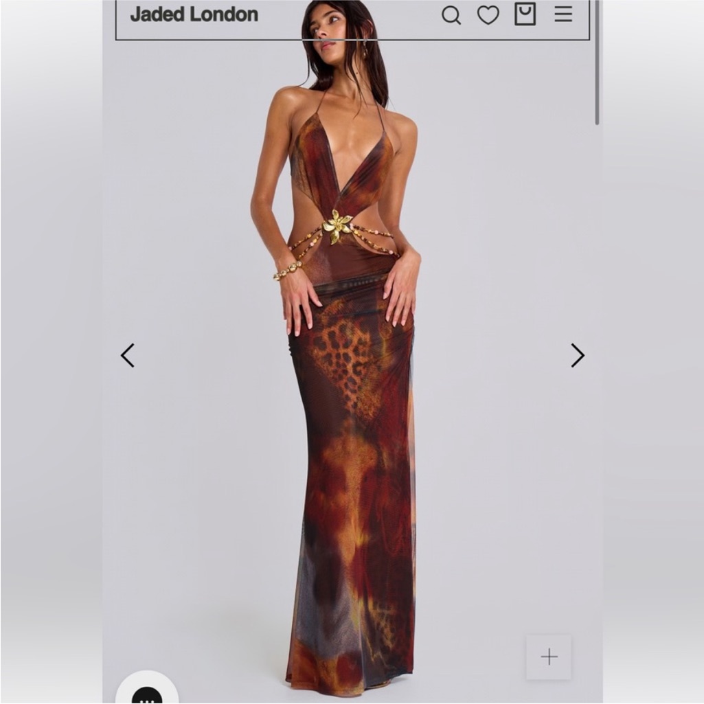 Revolve Jaded London Vida Backless Maxi Dress In Grunge Animal Sz 12 New Nwt